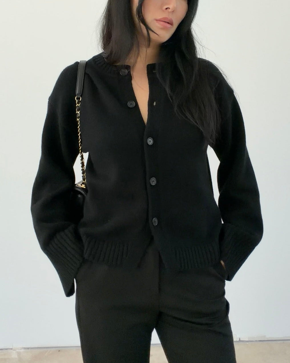 olano cardigan in black wool cashmere – ERA