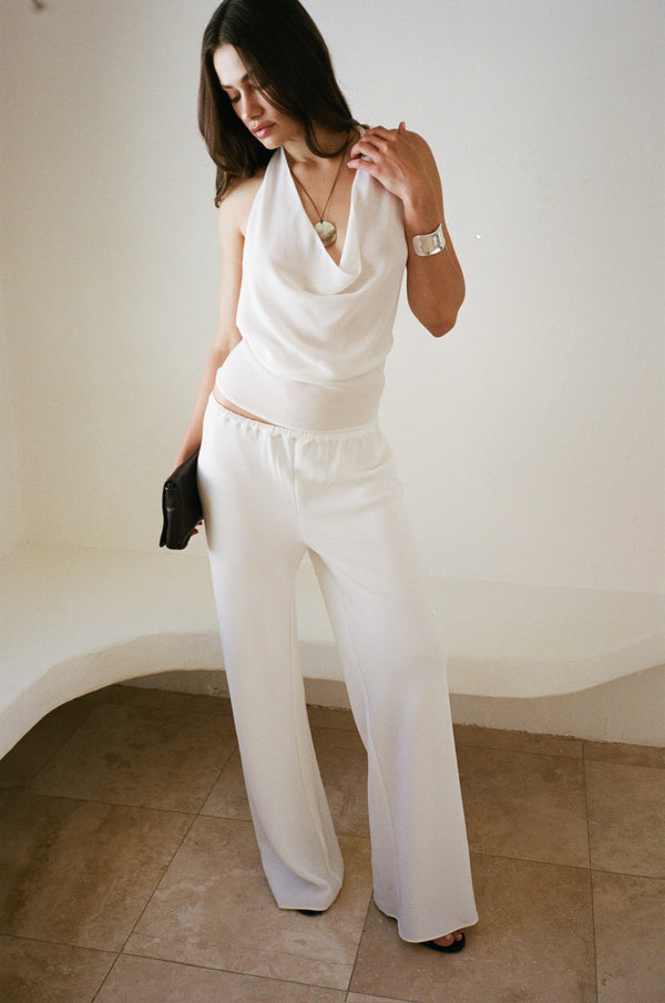 bella halter in ivory silk chiffon