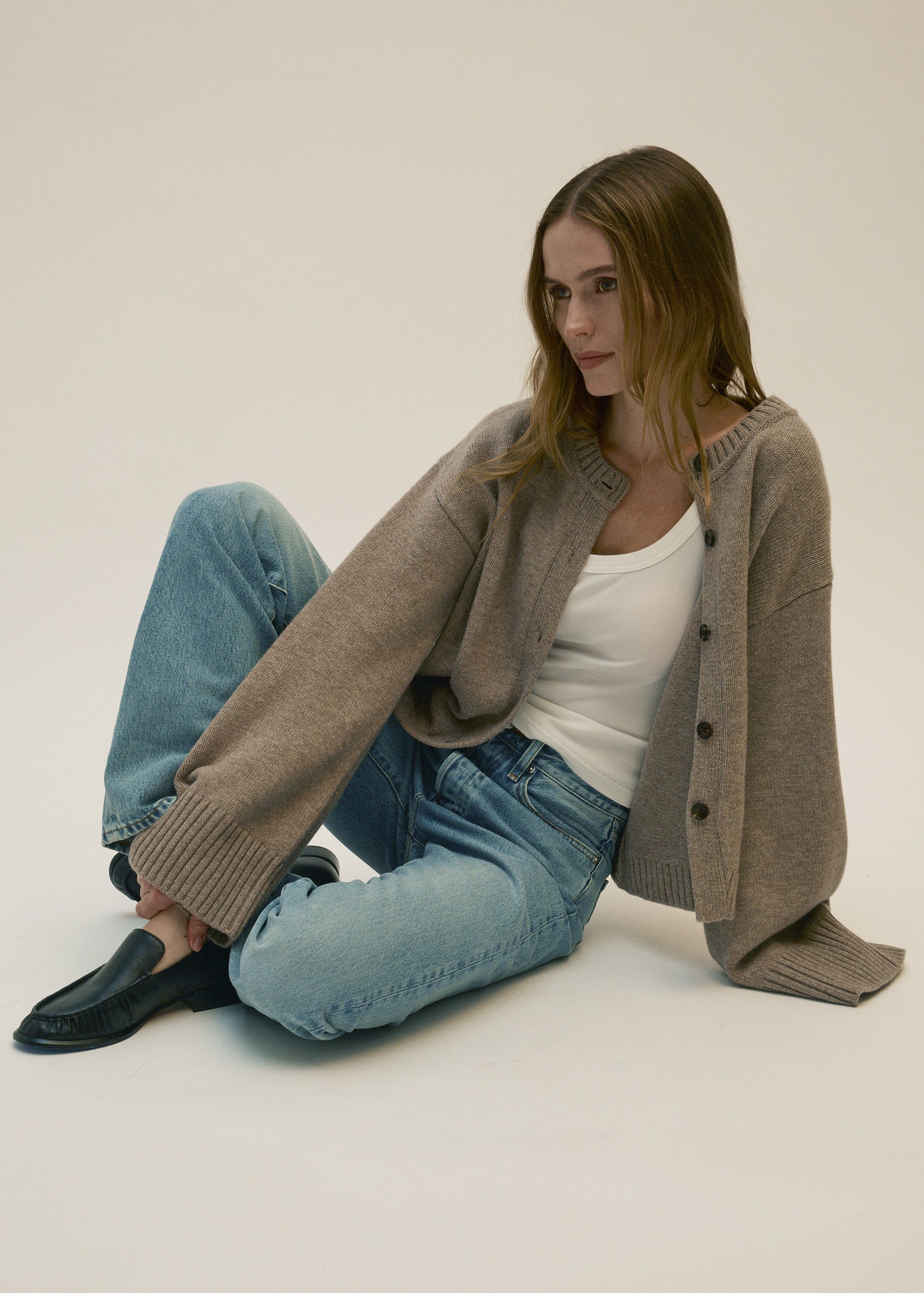 olano cardigan in wheat wool cashmere