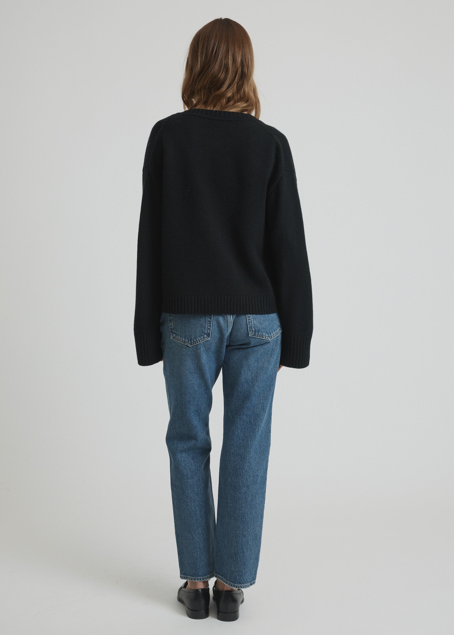 olano cardigan in black wool cashmere