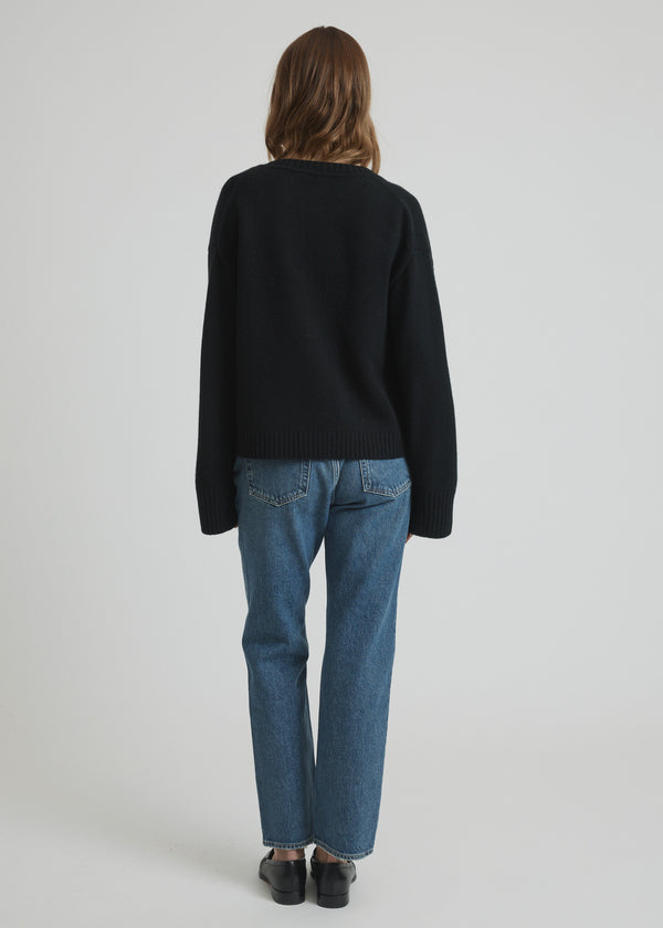 olano cardigan in black wool cashmere