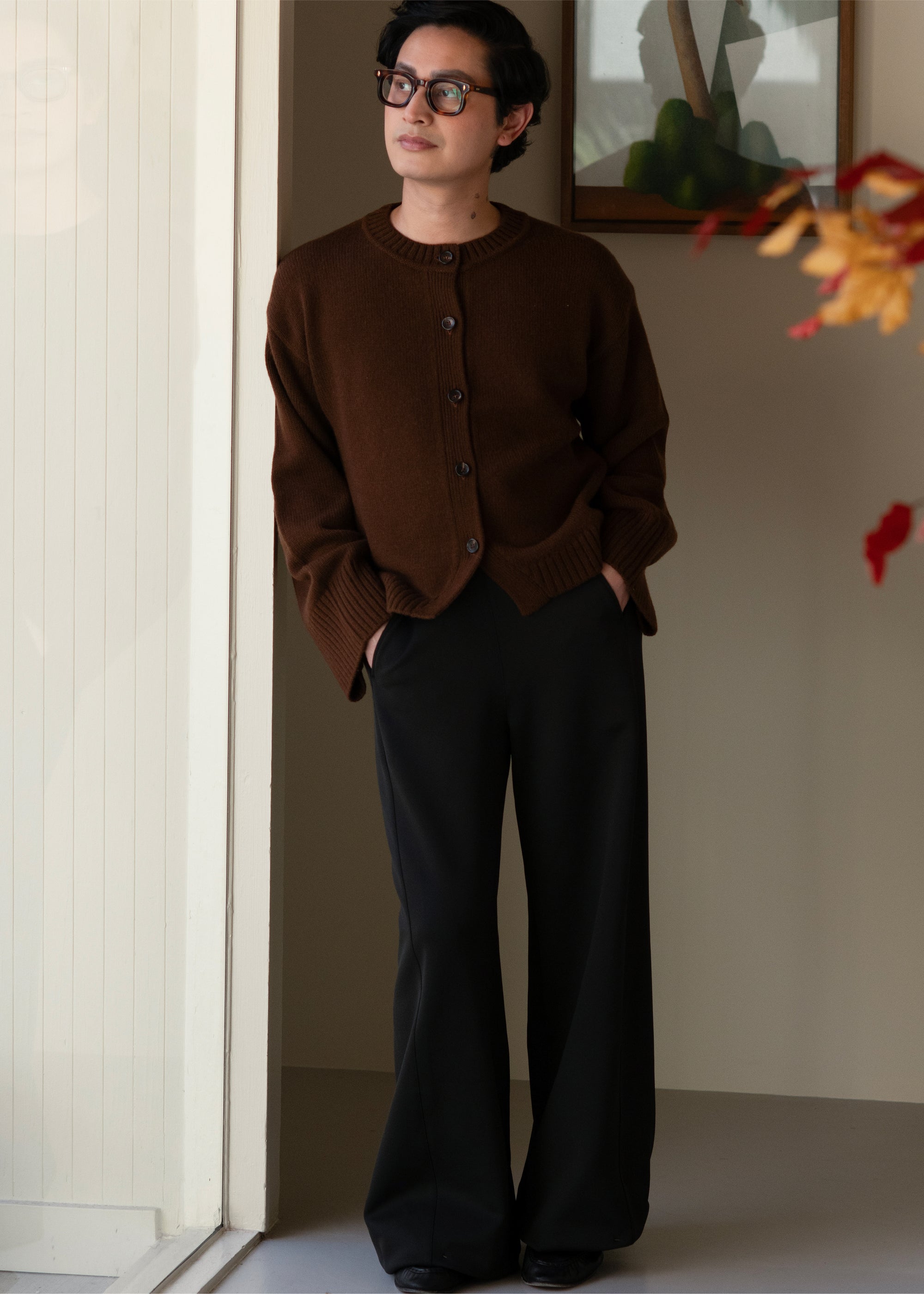 olano cardigan in nutmeg wool cashmere