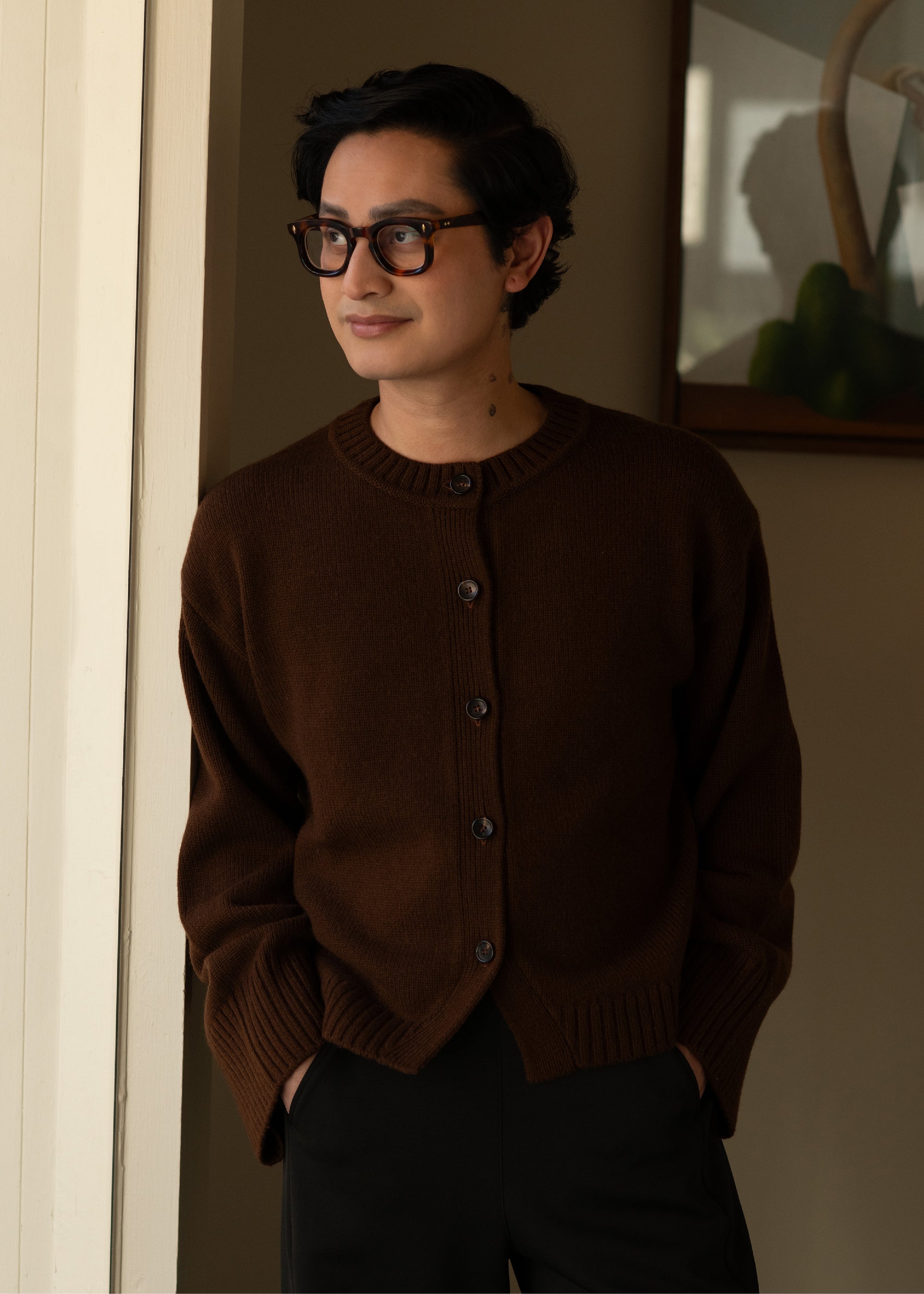 olano cardigan in nutmeg wool cashmere