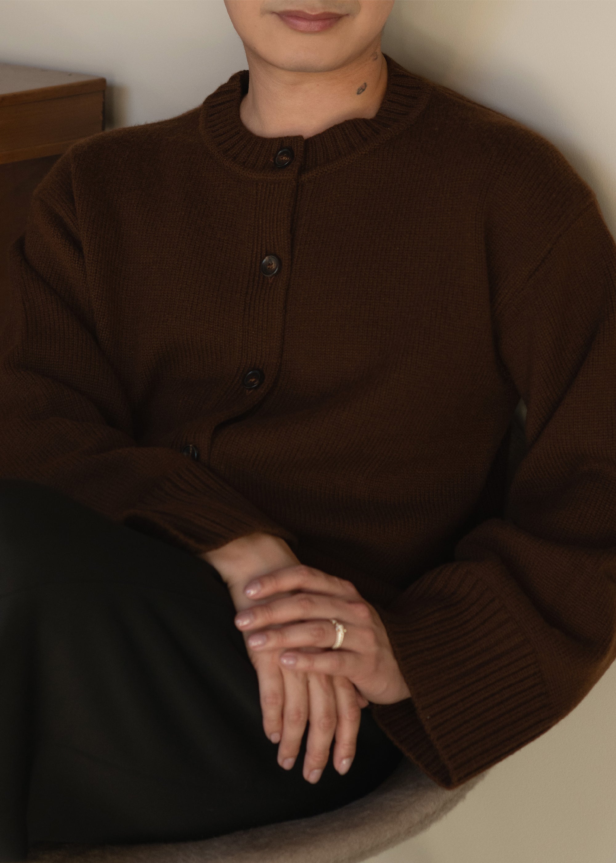 olano cardigan in nutmeg wool cashmere