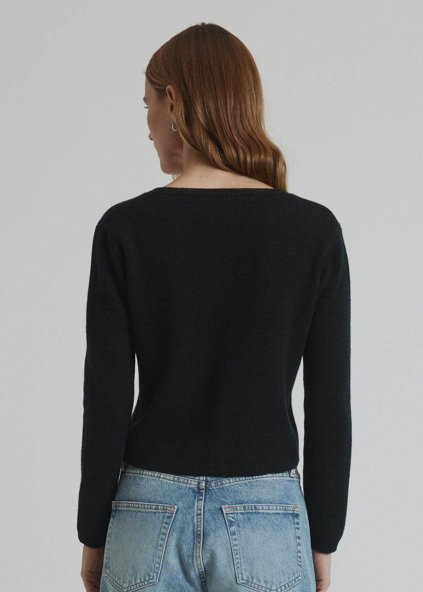 lucia cardigan in black cashmere