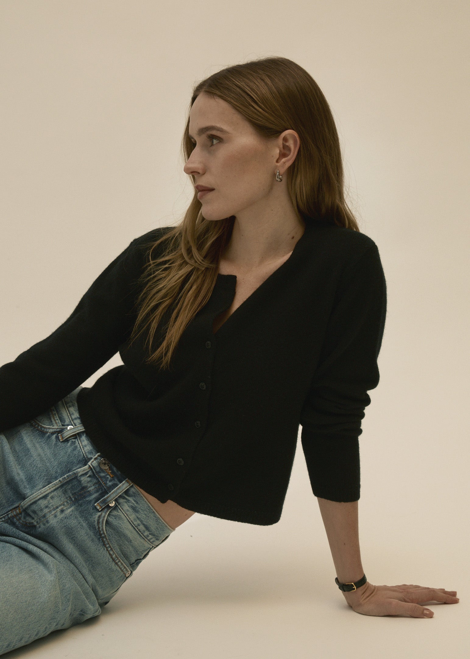 lucia cardigan in black cashmere