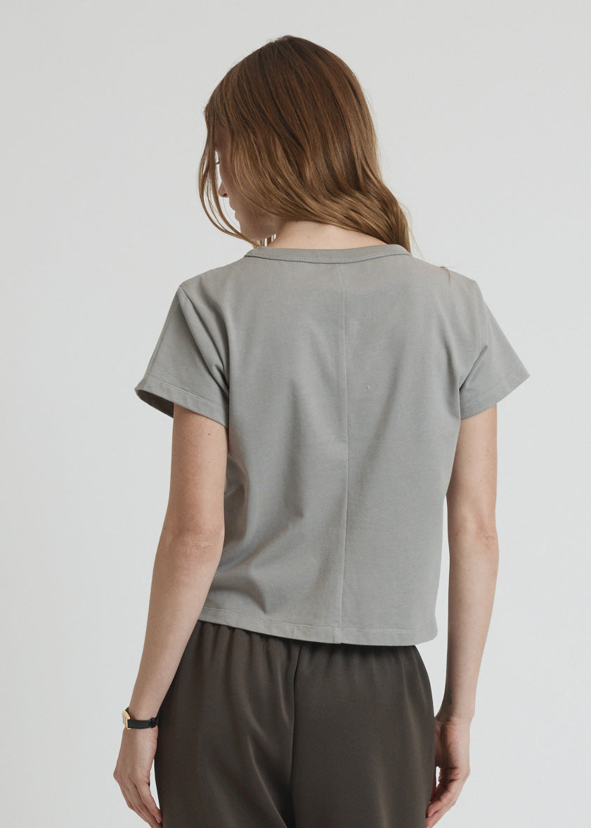 seam t-shirt in stone cotton
