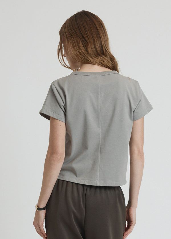 seam t-shirt in stone cotton