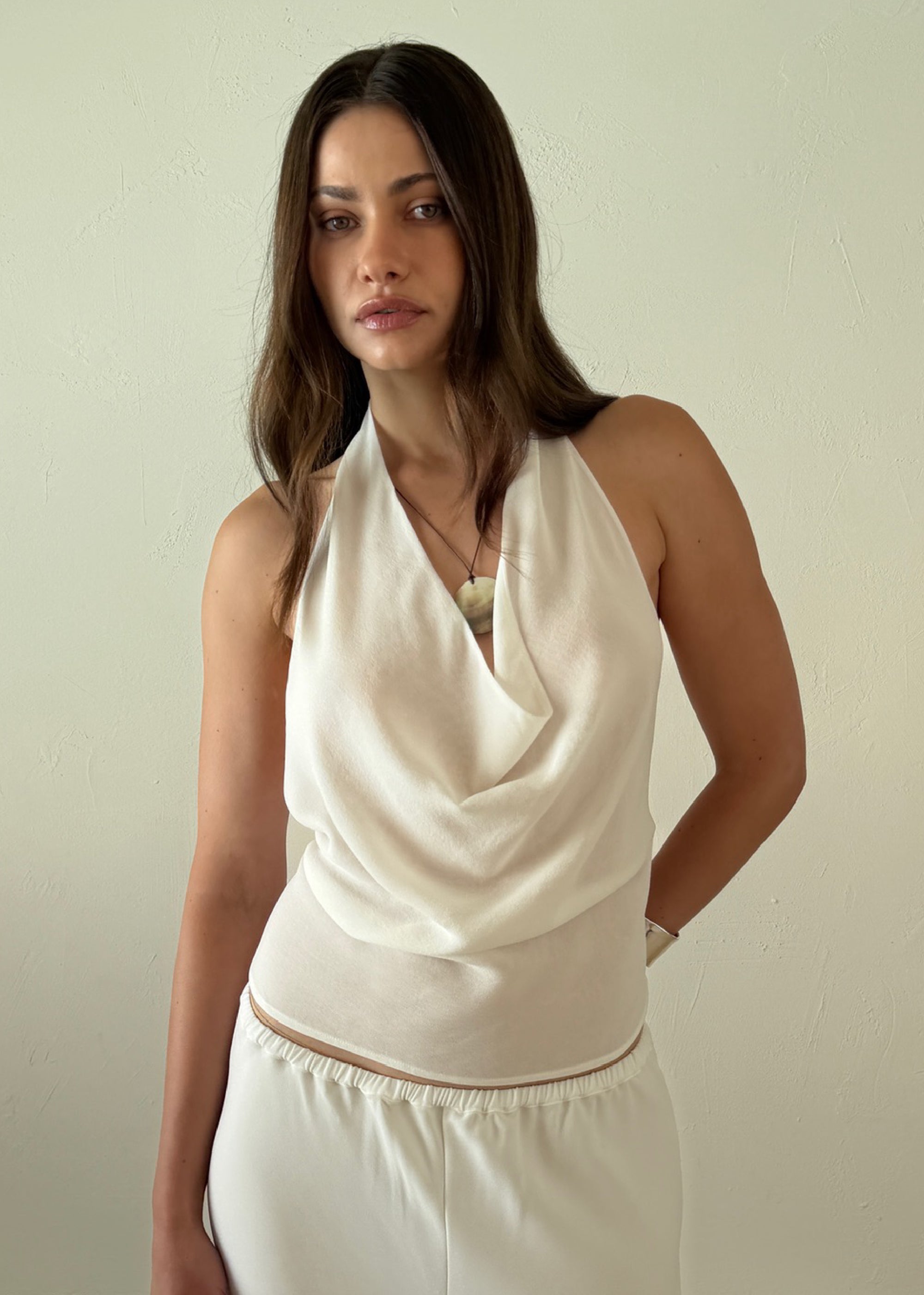 bella halter in ivory silk chiffon