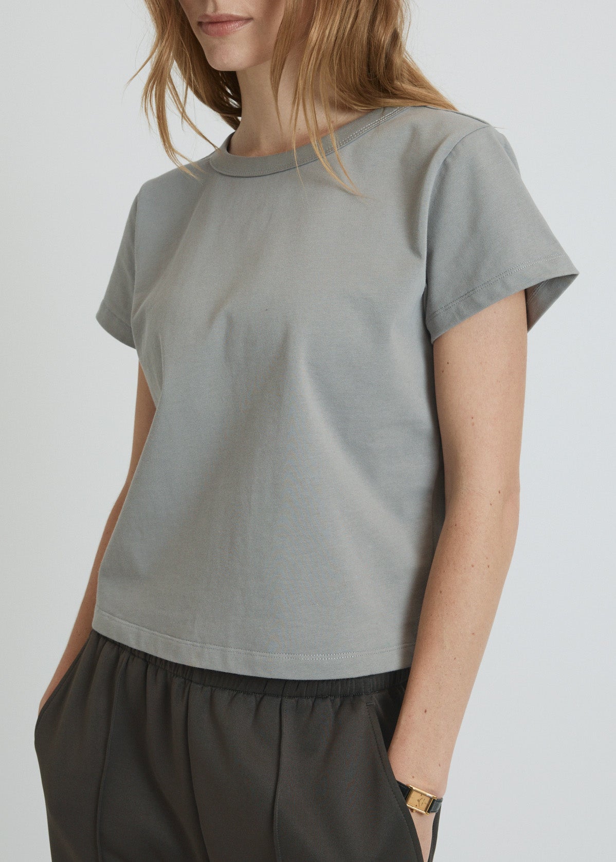 seam t-shirt in stone cotton