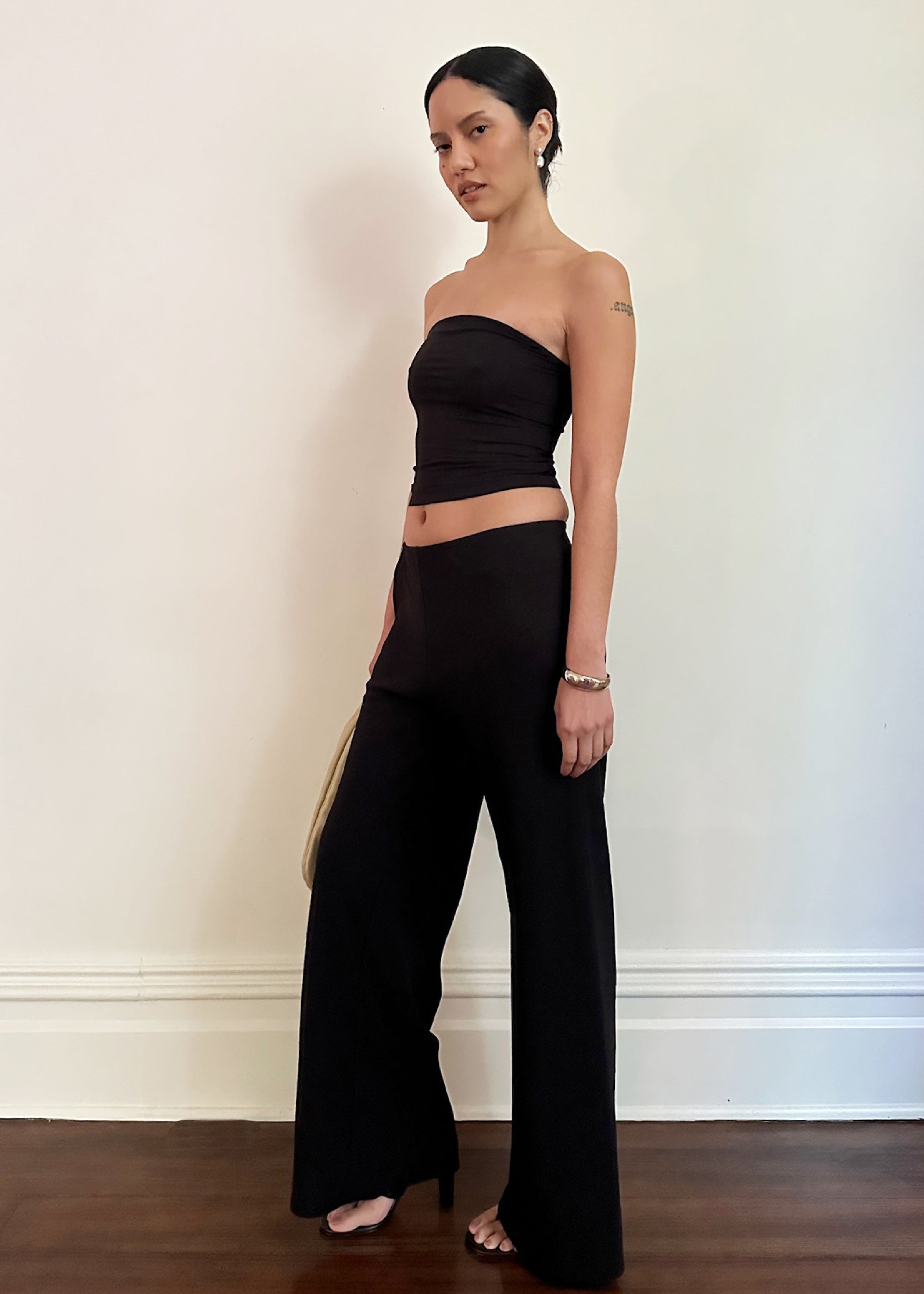 james pant in black lightweight crepe