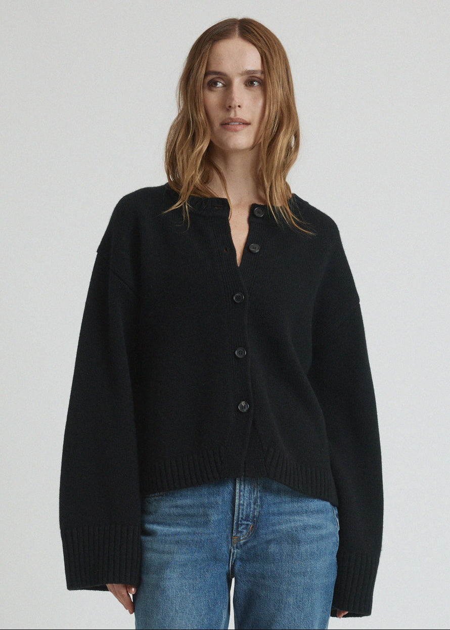 olano cardigan in black wool cashmere