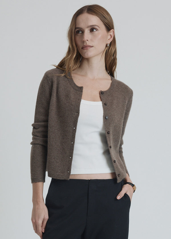 lucia cardigan in hazelnut cashmere