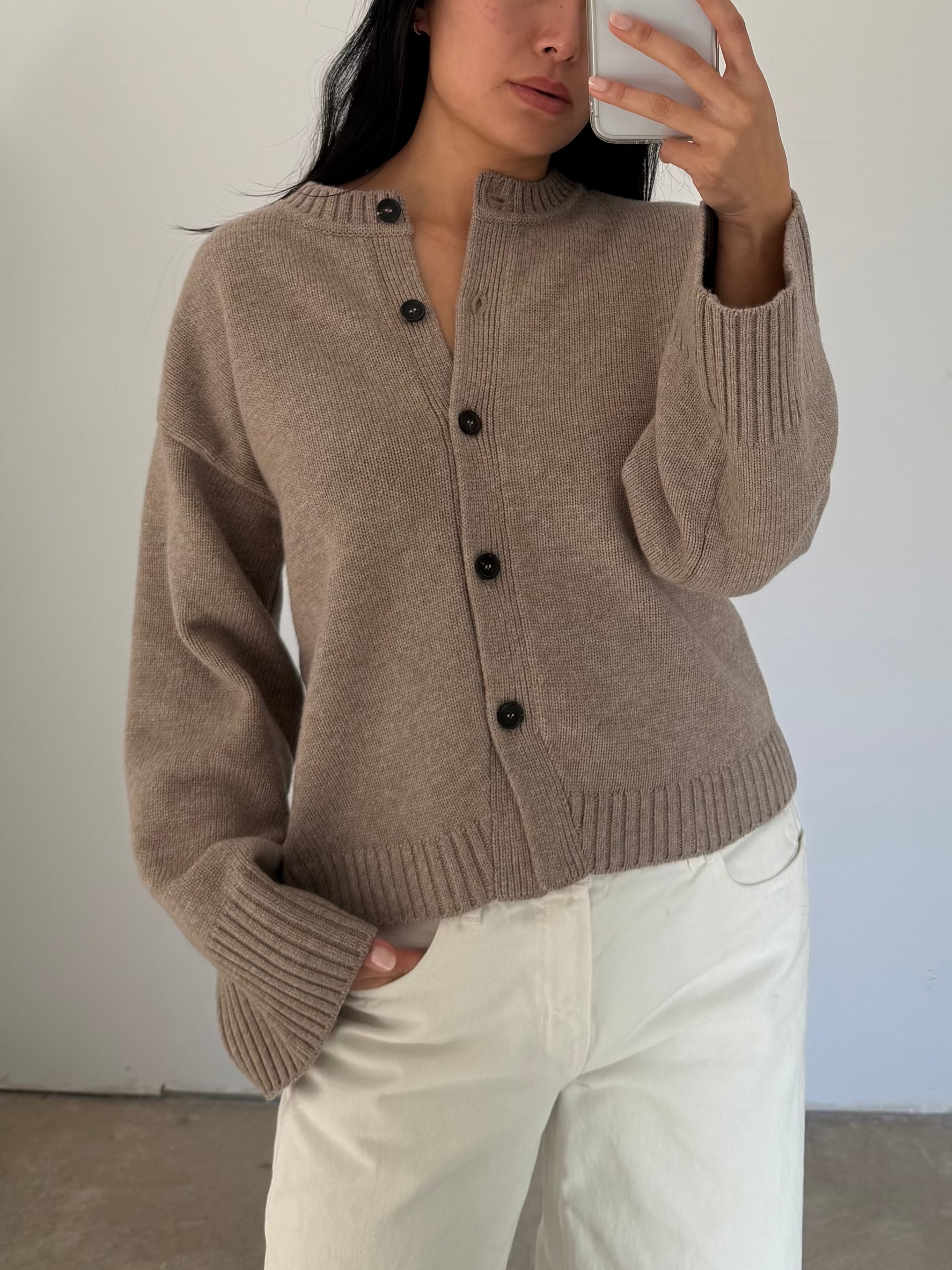 olano cardigan in wheat wool cashmere