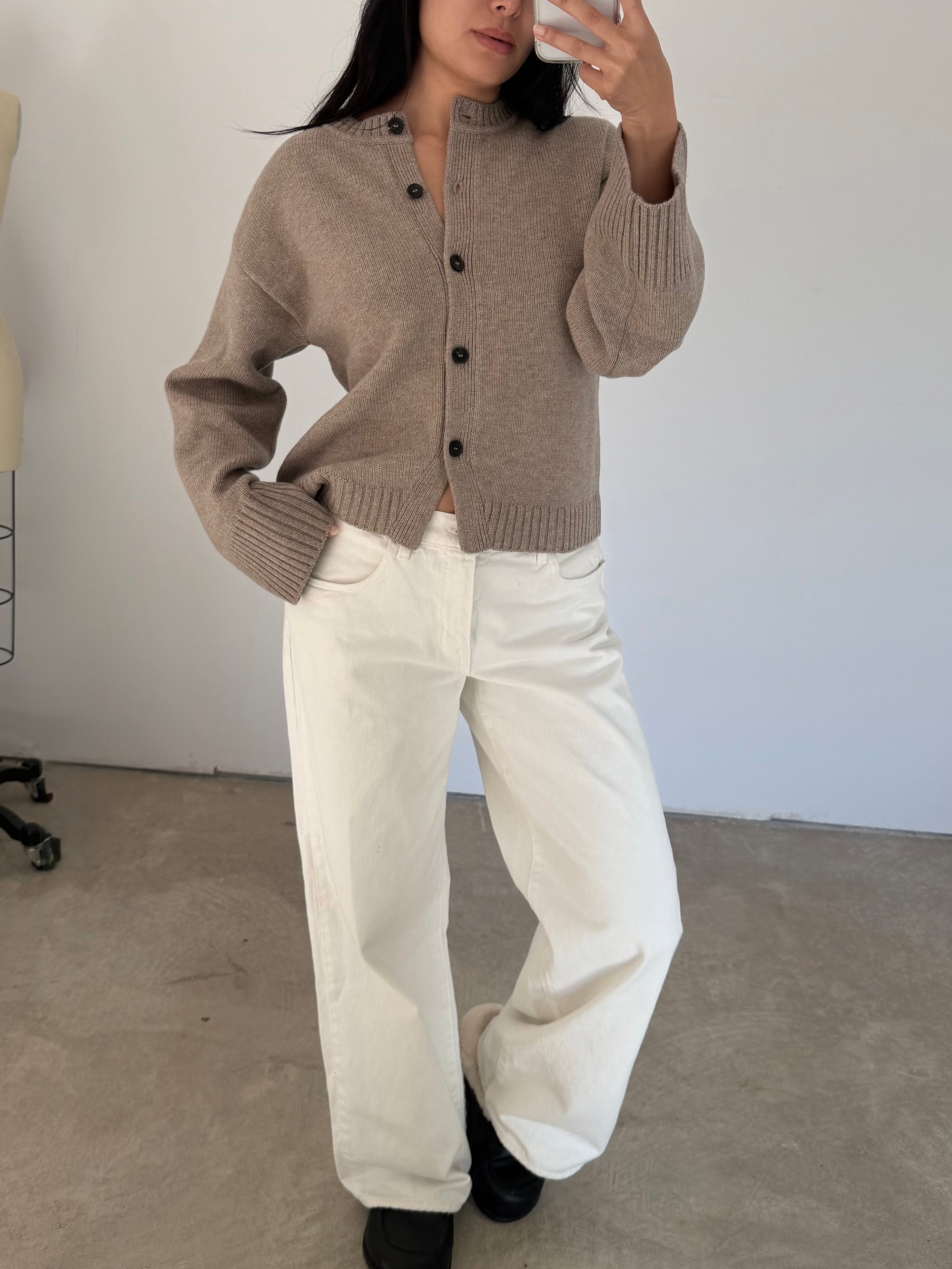 olano cardigan in wheat wool cashmere