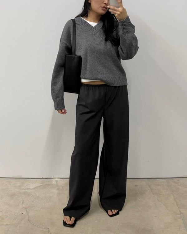 risa sweater in gray wool cashmere