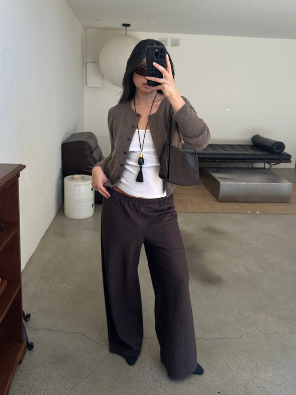james pant in chocolate suiting twill