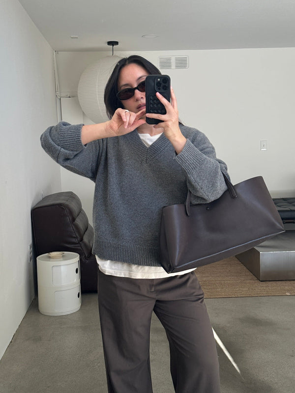 risa sweater in gray wool cashmere