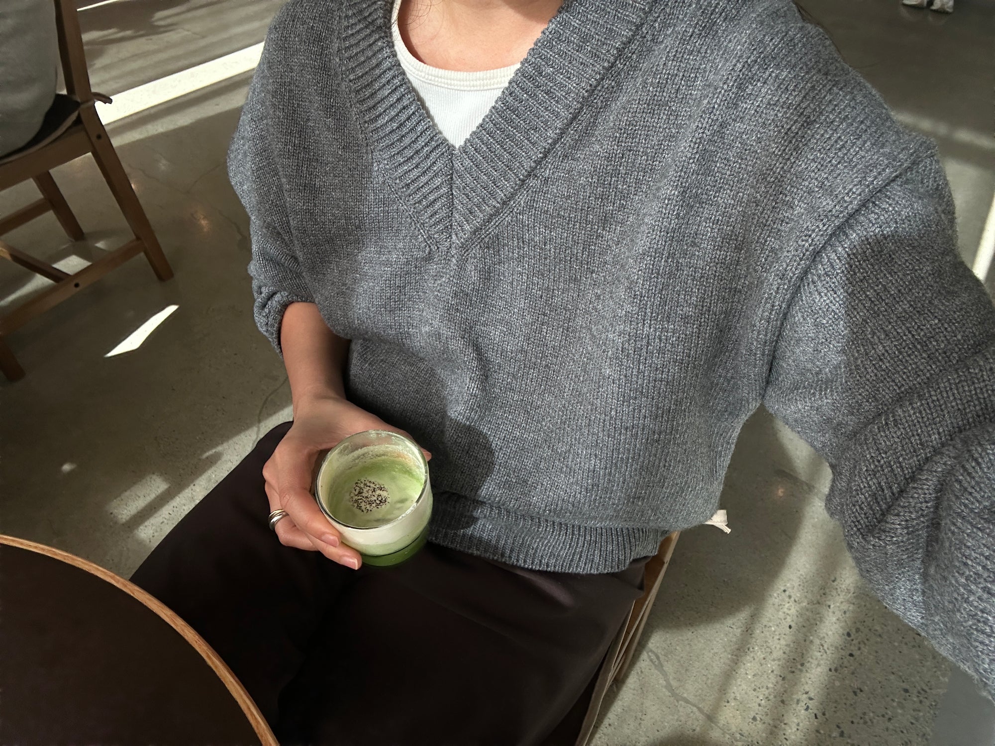 risa sweater in gray wool cashmere