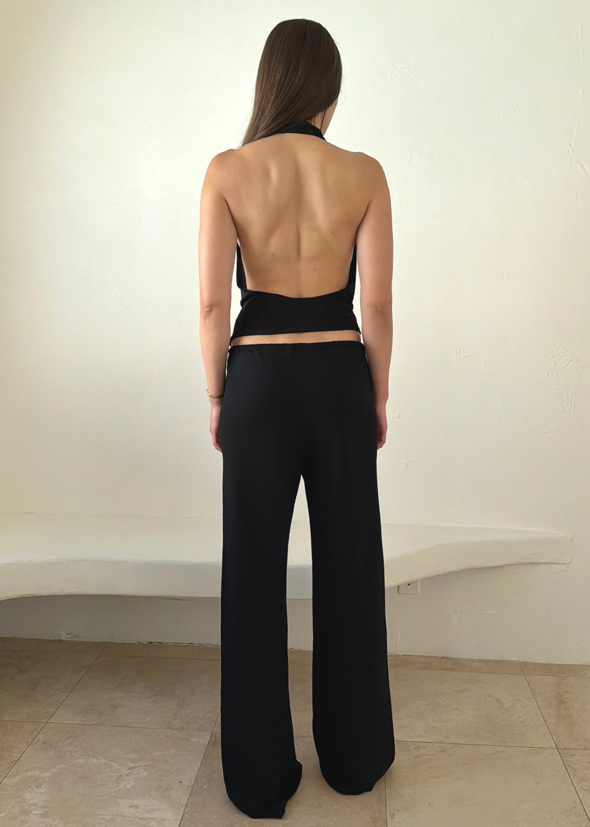 james pant in black lightweight crepe