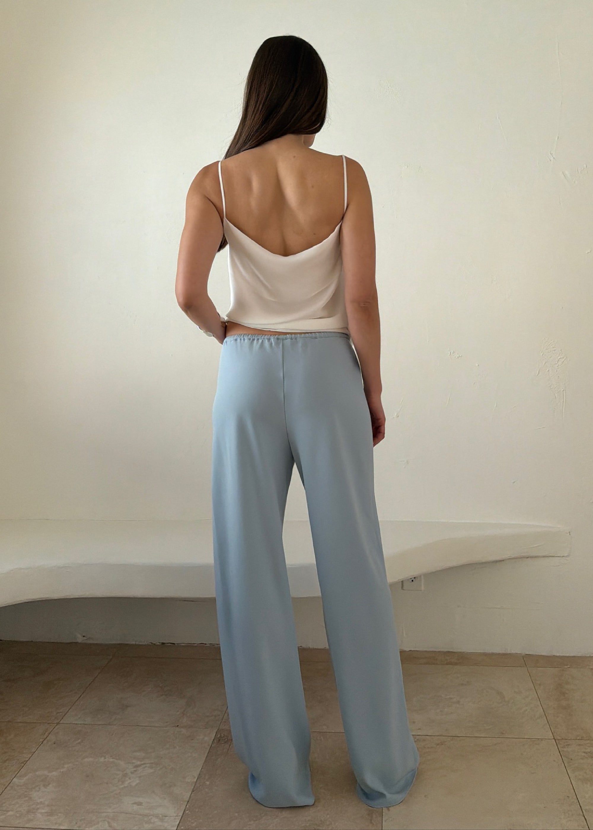 james pant in powder blue lightweight crepe