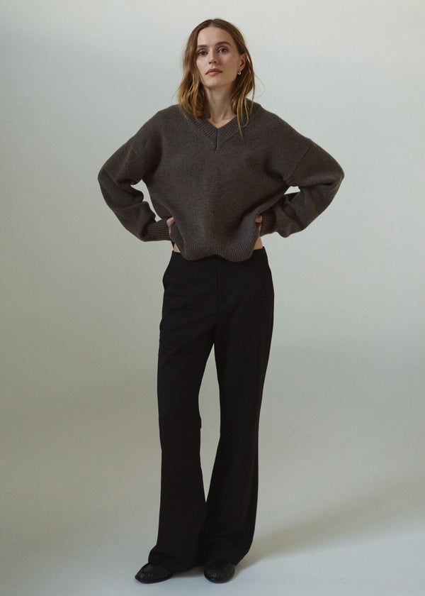 risa sweater in coffee wool cashmere