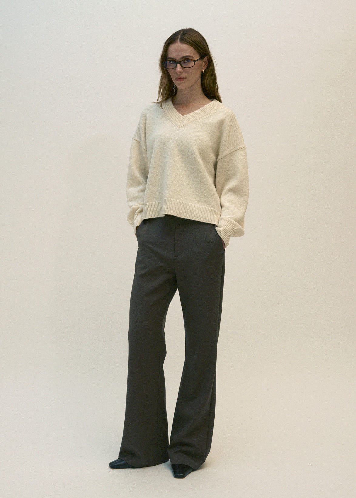 risa sweater in snow wool cashmere