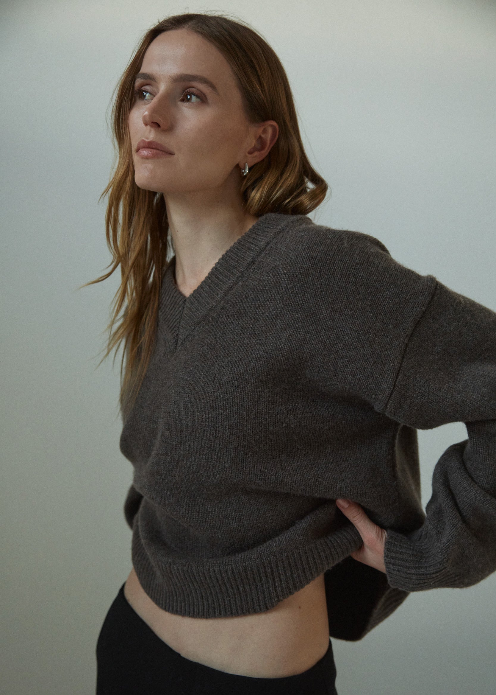 risa sweater in coffee wool cashmere