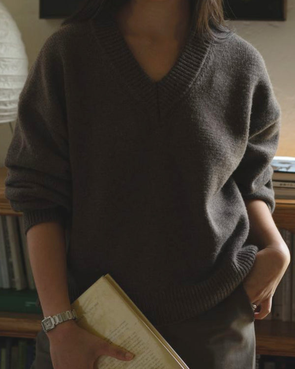 risa sweater in coffee wool cashmere