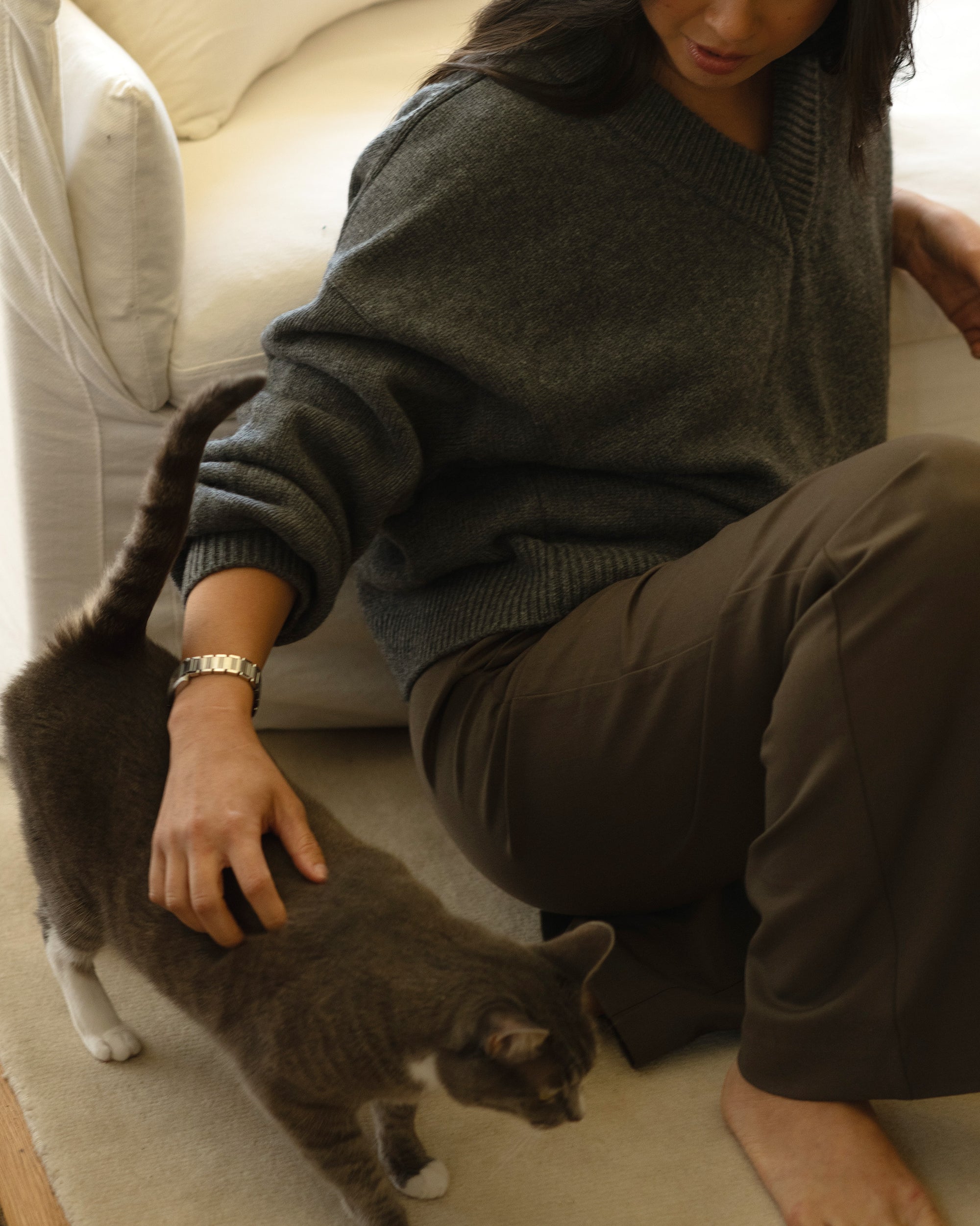 risa sweater in gray wool cashmere