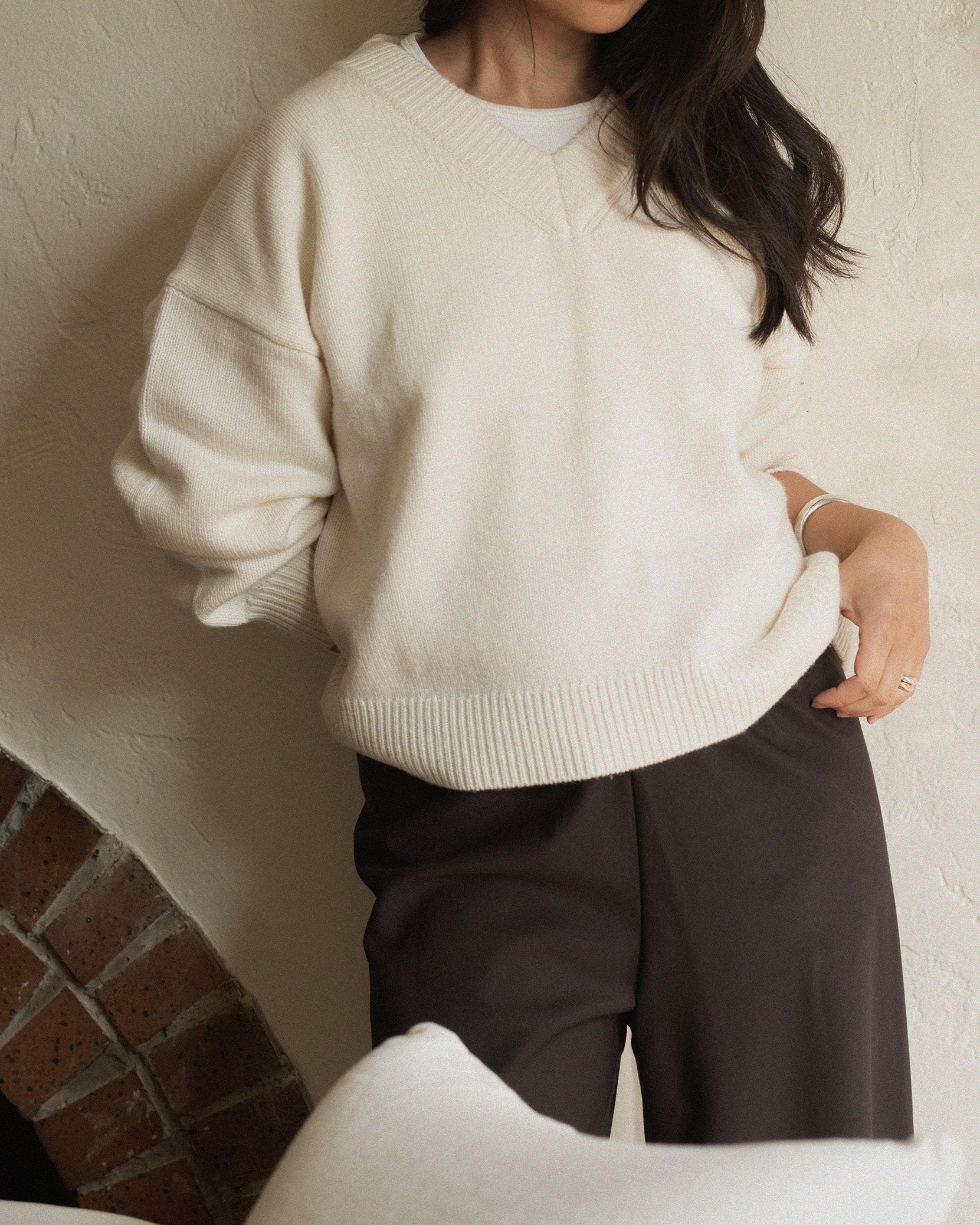 risa sweater in snow wool cashmere