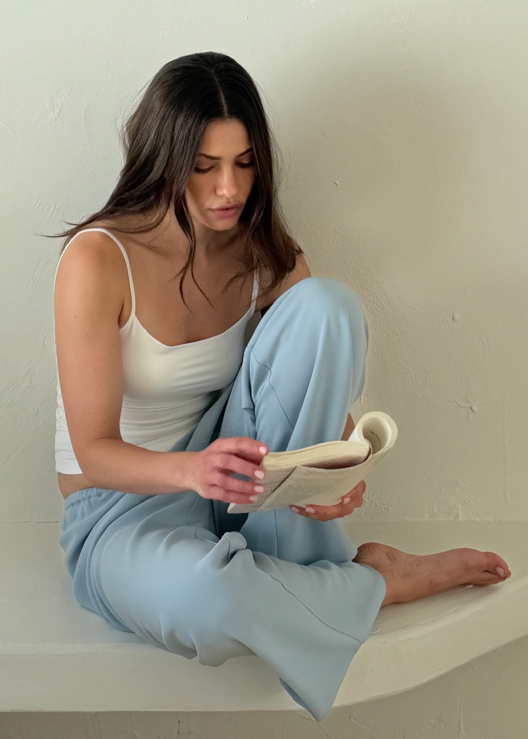 luna tank in ivory jersey