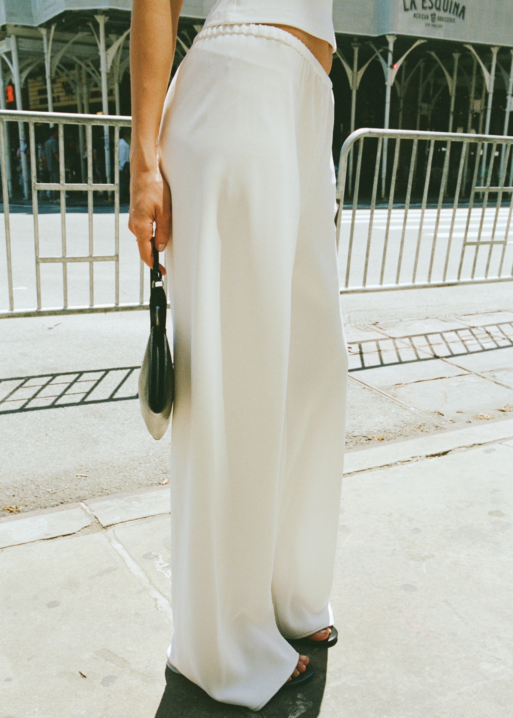 james pant in ivory lightweight crepe