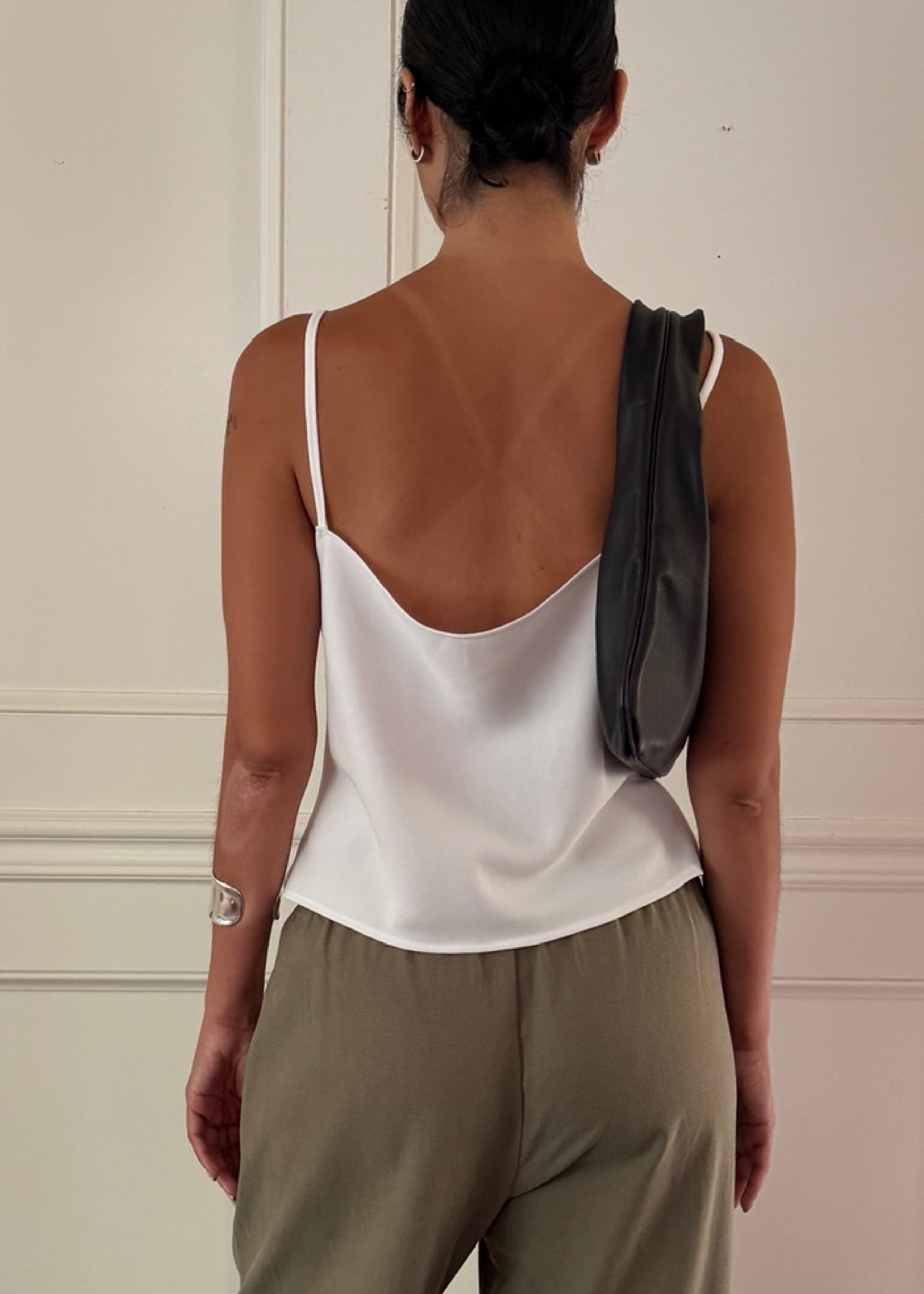 rose cami in ivory lightweight crepe