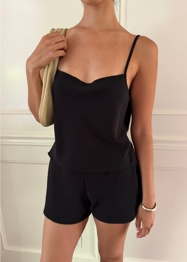rose cami in black lightweight crepe