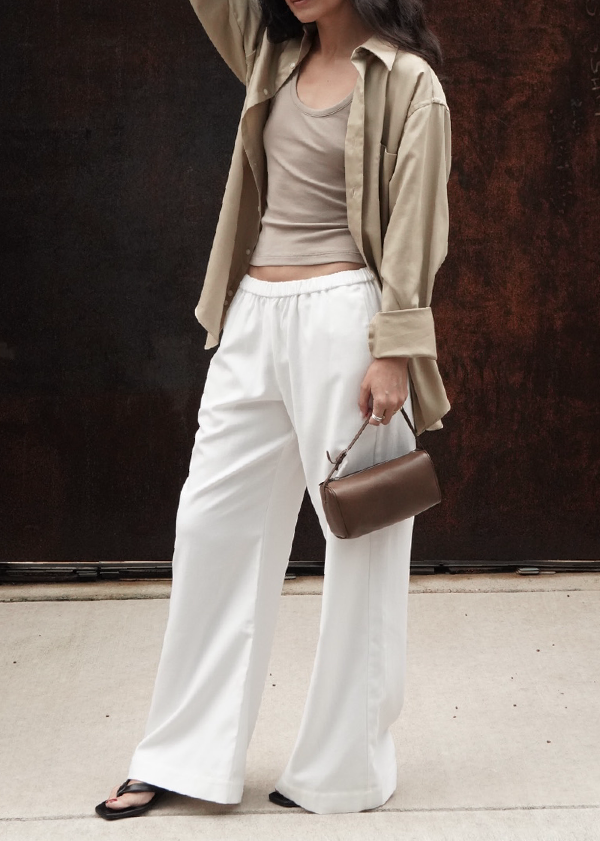 sofia pant in white cotton twill blend - ships july 8