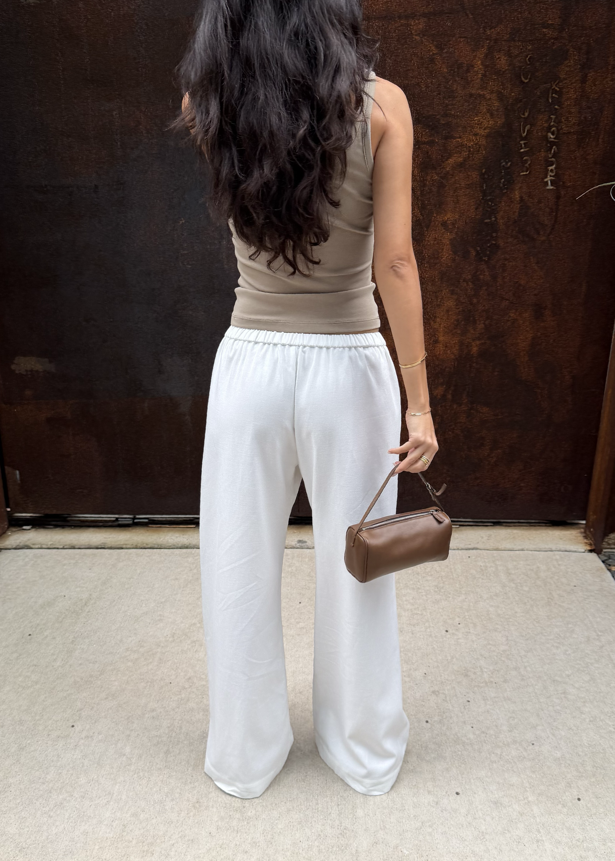 sofia pant in white cotton twill blend - ships july 8