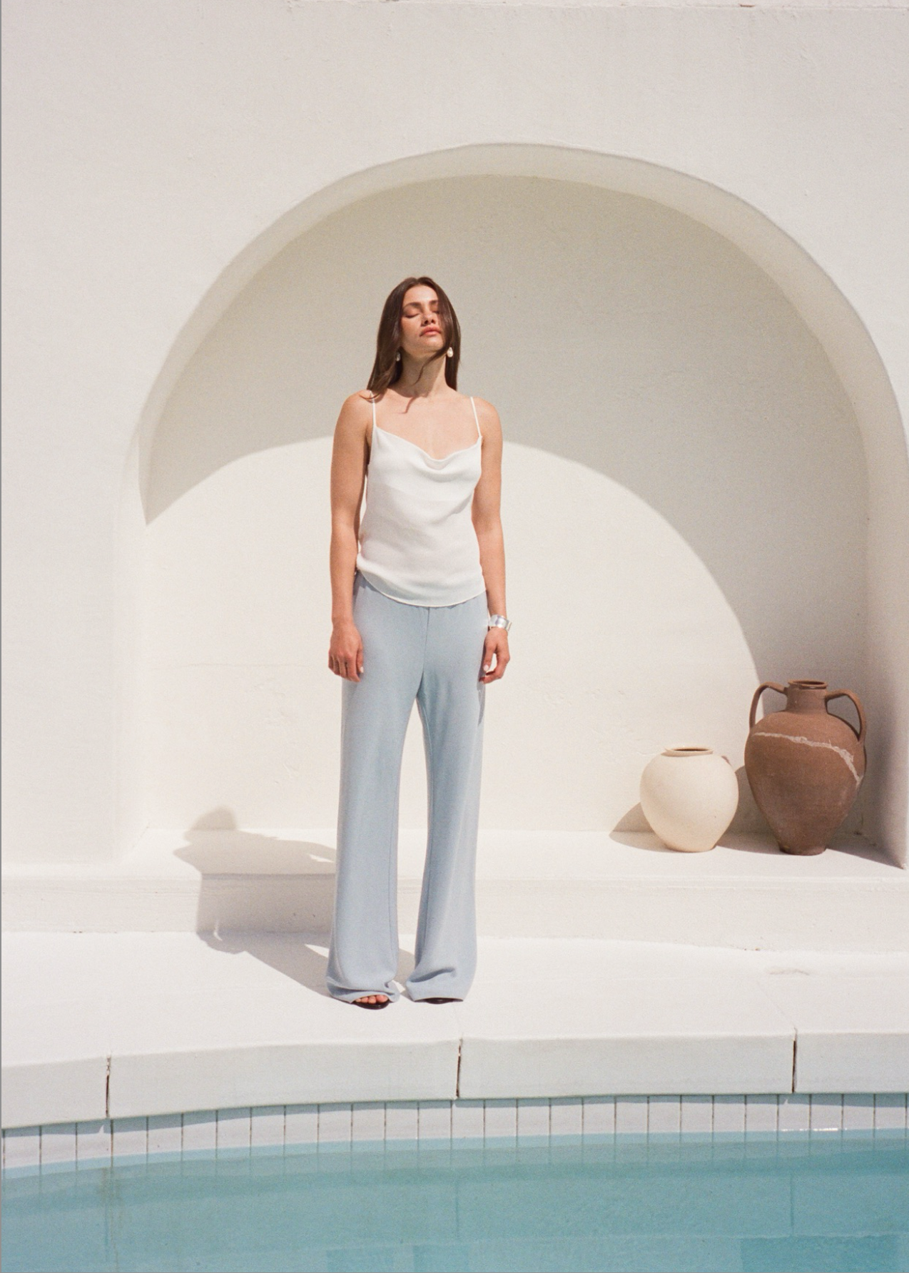 mia top in ivory silk georgette