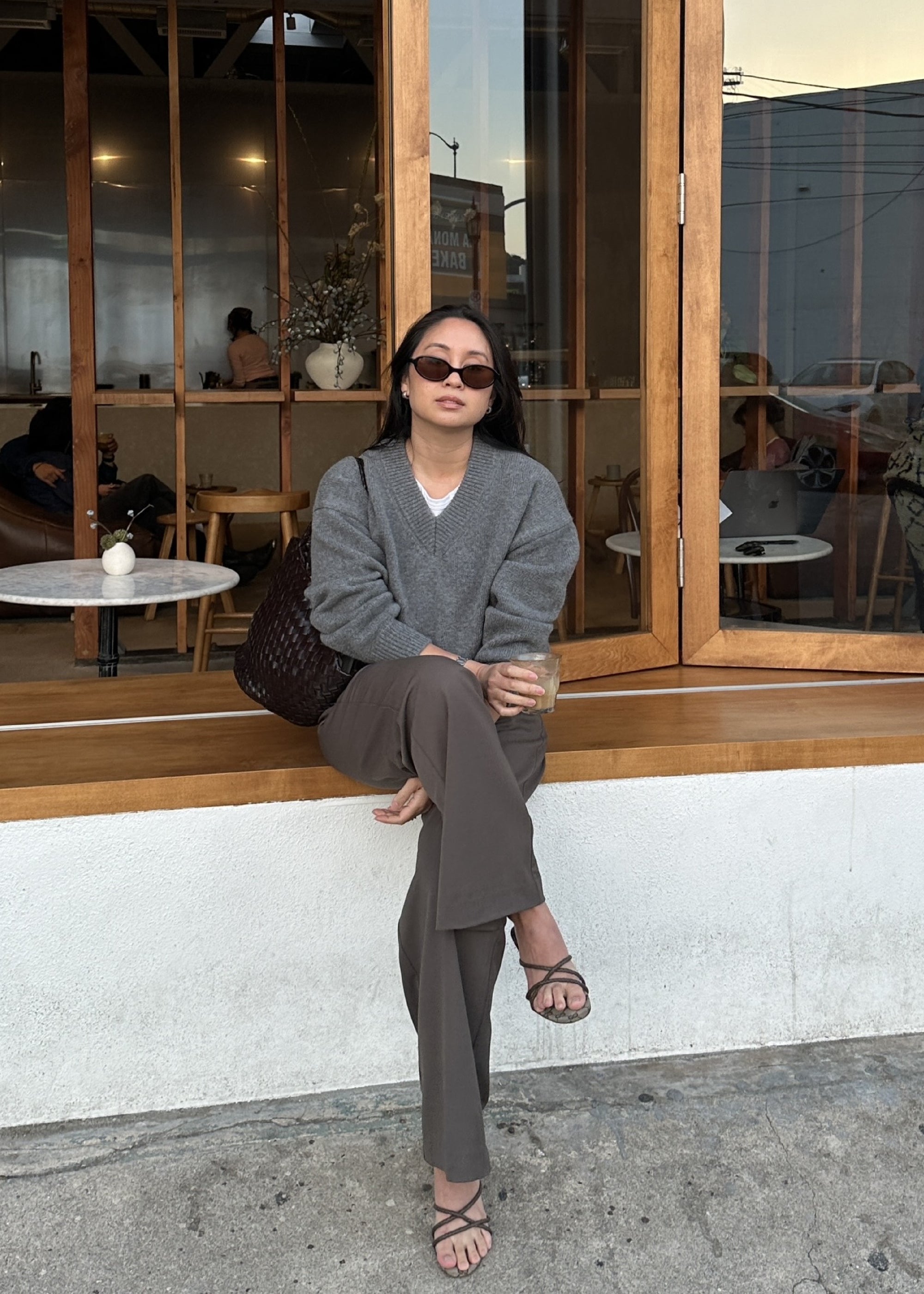 risa sweater in gray wool cashmere