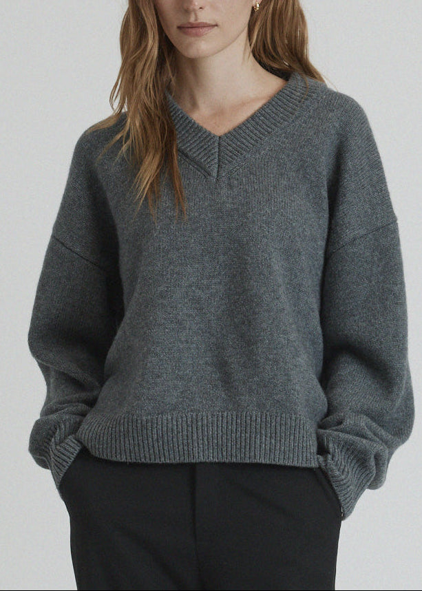 risa sweater in gray wool cashmere