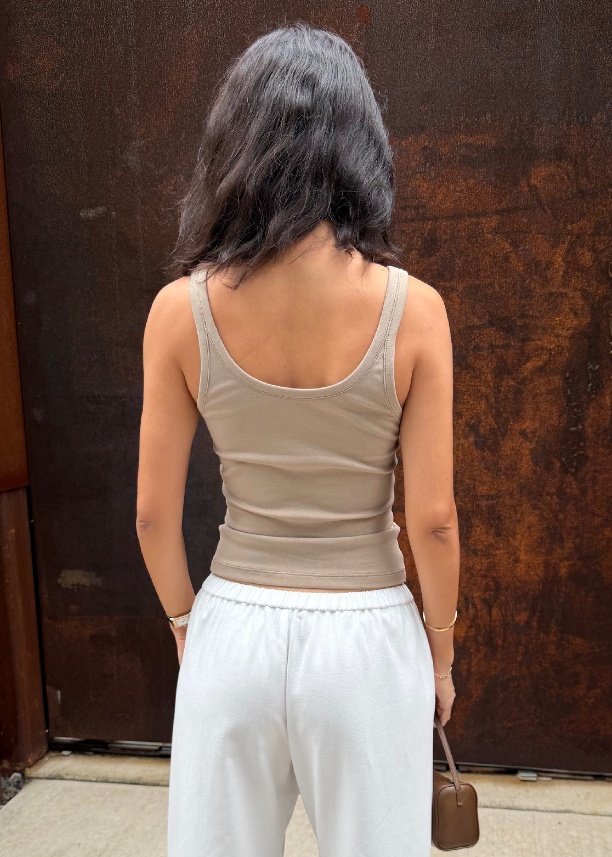 classic tank in taupe jersey
