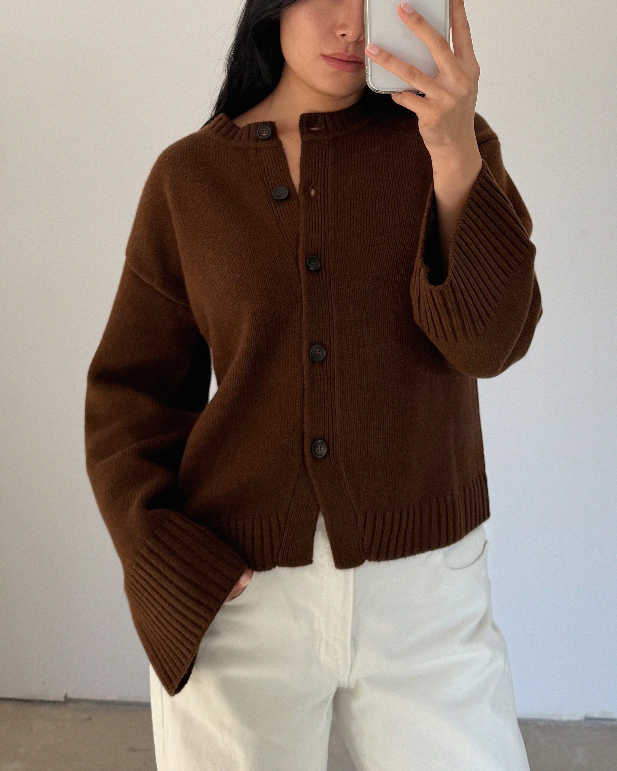 olano cardigan in nutmeg wool cashmere