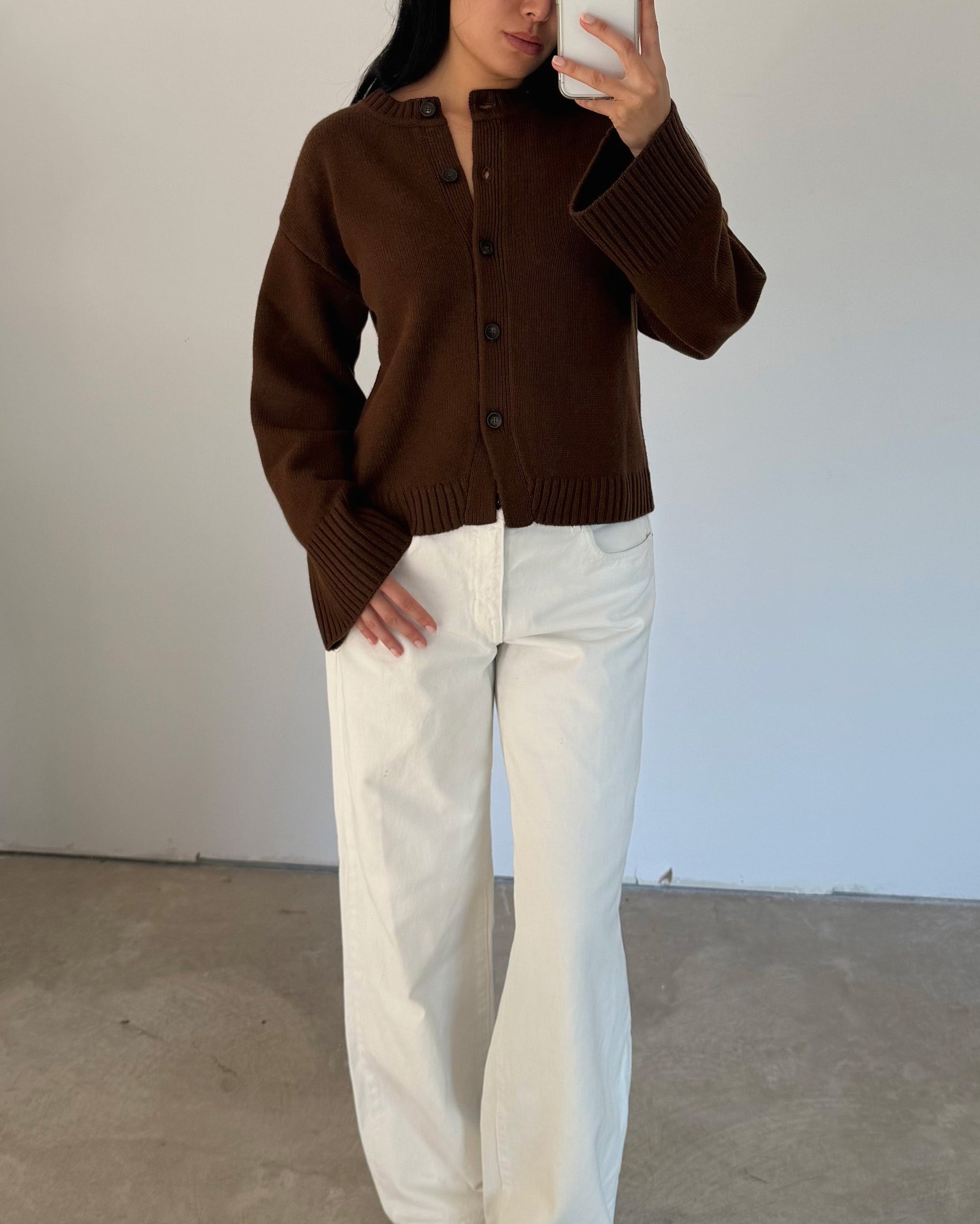 olano cardigan in nutmeg wool cashmere