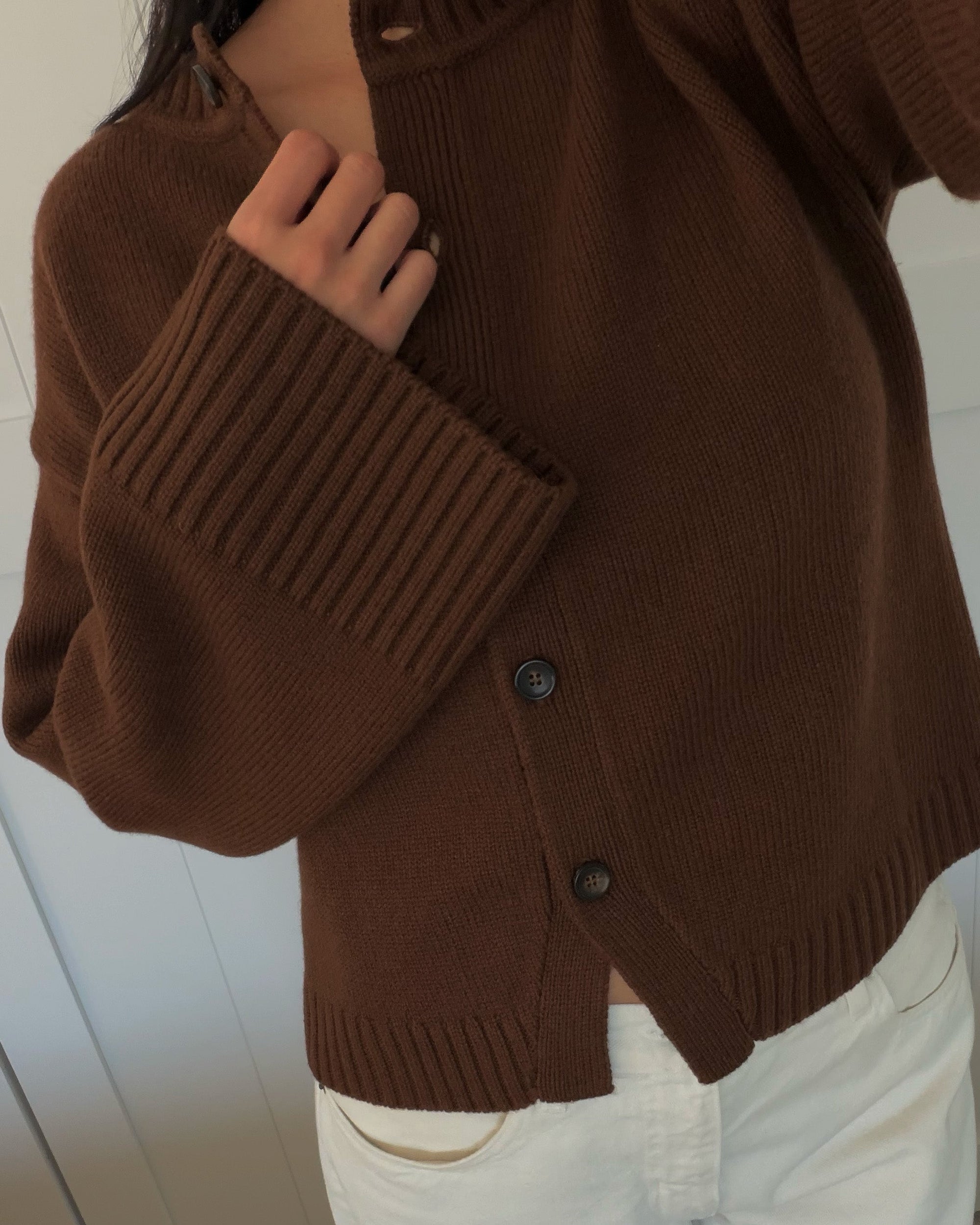 olano cardigan in nutmeg wool cashmere