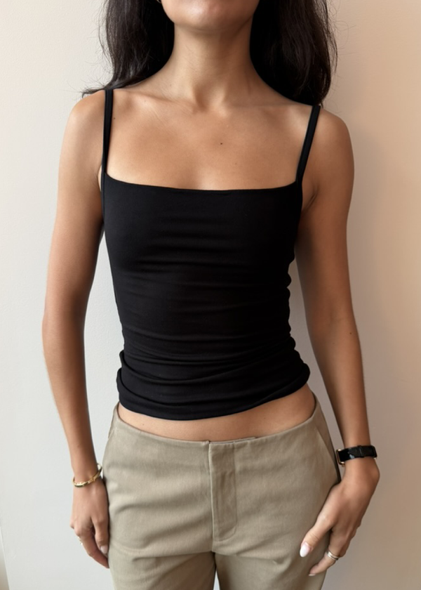luna tank in black jersey