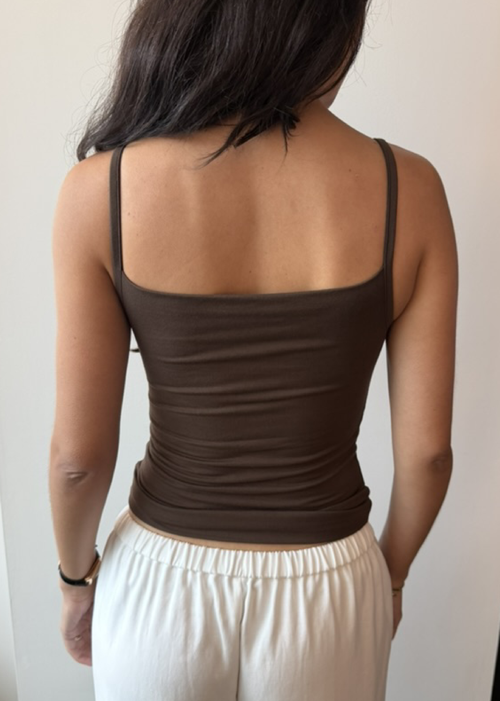 luna tank in mocha jersey