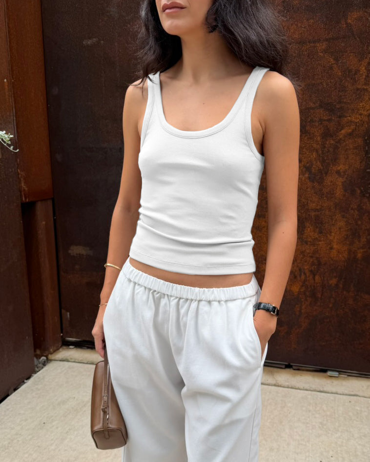 classic tank in white jersey